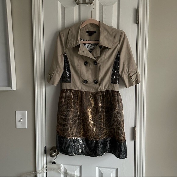 Vintage Simon Chang Mixed Media Patchwork Y2K Sequin Mini Dress Size 6 - Picture 6 of 16